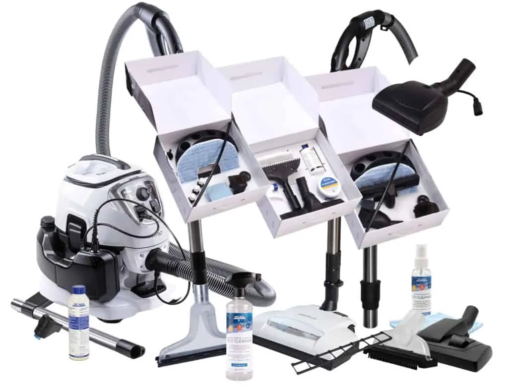 Vivenso Ultra Komplettset mit Elektrobürste, Sprühextraktionskit, allen Zubehörsets und Handelektrodüse